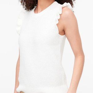 J. Crew Sleeveless ruffle-shoulder sweater - white, size L
